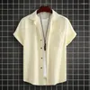 Casual overhemden voor heren, korte mouwen, effen kleur, basic overhemd, losse blouses, vest in Japanse stijl, herenkleding