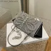 Evening Bags New Bowknot Rhinestone Crystal Designer Women's Diamante Wallet Handbag Dinner Bag Cross Body Chain Shoulder Bag Z230714