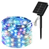 سلاسل LED Fairy Lights String Copper Wire String 7/12/22/32M Holiday Outdoor Soalr مصباح إكليل لزخرفة حفل زفاف شجرة عيد الميلاد