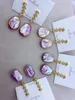 Loose Gemstones All Natural Fresh Water Baroque Square Shaped Pearl Stud Earrings Purple Extremely Dazzling French Retro