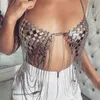 Ombligo Campana Anillos ANYTELKW Lentejuelas Borlas Cuerpo Cadena Trajes Sujetador Falda Bikini Rave Festival Fiesta Playa Moda Clubwear Accesorios Joyería 230713