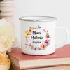 Tazze Tazze personalizzate con stampa francese Nome personalizzato Tazze da caffè Bere acqua Tazza da latte Tazza smaltata Scuola Casa Maniglia Bicchieri Regalo per insegnanti R230712