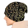 Berety Vector Design Circuit Board Beanie Bonnet czapka z dzianiny Unisex dorosły mikroczip sprzęt komputerowy ciepłe zimowe czapki Skullies Cap