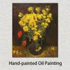 Poppy Flowers Handmade Vincent Van Gogh Painting Landscape Impressionist Canvas Art for Entryway Decor