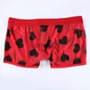Underpants New Men Heart Print Panties Sexy Mesh Low Waist Breathable Underwear Soft Comfortable Fashion Casual Daily Male Boxer Black Red J230713