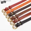 Belts New women's belt women's leather belt gold pin buckle denim straight style retro Z230714