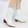 Boots Cowboy Ankle White Boots For Women 2022 Cowgirl Fashion Western Boots Women broderade Casual Pointed Toe Designer Shoes T230713