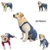 Abbigliamento per cani Miaododo Jeans per cani di taglia media e grande Salopette per cani Vestiti di jeans Costumi Pantaloni per cani lavati vintage blu Giacca classica 230712