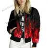 Vestes pour femmes Flamme Imprimé Bomber Amami Manteau 2023 Printemps Corée Y2k Streetwear Vêtements Coréen Dongdaemun Bombers Hiver Froid