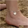 Tornozeleiras em forma de coração iniciais pulseira de tornozelo tornozeleira para mulheres ouro zircônia 26 letras em inglês acessórios perna jóias dia das mães gota Dhy3X
