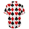 Camisas casuais masculinas Jogando cartas de pôquer Camisa de praia Corações Ouros Paus Espadas Homem havaiano Blusas estéticas Manga curta Tops estampados