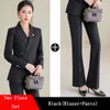 Women's Two Piece Pants Office Ladies Formal Business Work Wear Pant Suit Autumn Winter Women Black Navy Blue Dark Green 2 Set Blazer And