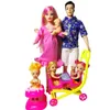 Dolls Girls Toys Family 6 People Suits 1 Mom1 Dad3 Little Kelly Baby Son1 Walker1 Carriage for Promant 230712