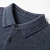 Herrenpullover Winter verdicken Thermo-Wollpullover Revers Poloshirt aus reiner Wolle Hochwertige, raffinierte Pullover