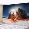 Tapisseries Noël neige scène décoration de la maison tapisserie hippie scène psychédélique sapin de noël bohème décoration murale fond tissu R230713