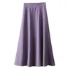 Skirts Vintage Pleated Skirt High Waisted Suit Mid Length A-line Large Umbrella Women's Long Korean Fashion Clothing