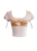 Women's T Shirts Women Graphic Print T-shirt Korean Y2K Pink Summer 90s Fashion Vintage Eesthetic Short Sleeve Top kläder 2023