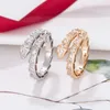 Luxury Open Rings Designer Men and Women Gold Silver Snake Plated Full Diamond Pattern jewelry Wedding Gift