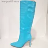 Stivali Eilyken Marca Fluorescente Verde Blu odile Pelle Donna Stivali alti al ginocchio Tacchi Punta a punta Primavera Autunno Scarpe lunghe Nero T230713