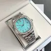 Relojes para hombre con diamantes Movimiento mecánico automático Pulsera de acero inoxidable 316L Diseño resistente al agua 40 mm Esfera azul Reloj de diseñador de alta calidad para negocios