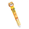 10Pcs/Lot Cute Tiger 10 Colors Ballpoint Pen Multi-color Press Sign School Office Supplies Ball Point Pens Stationery