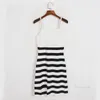 Casual Dresses Gold Chain Spaghetti Straps Sleeveless Dress For Women 2023 Striped Knitted S Mini Vestidos