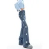 Kvinnor s byxor s y2k vintage män koreanska blå streetwear retro stjärna estetiska raka byxor jeans grunge denim flare kvinnor kläder 230713