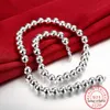 925 Sterling Silver 10mm | 8mm | 4mm Smooth Pärlor Bollkedjan halsband för kvinnor Trendiga bröllopsengagemangsmycken Gratis frakt