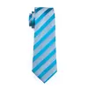 Silk Tie Set for Men Blue Stripe Hankerchief Cufflinks Jacquard Woven Mens Tie Set Wedding Business Work Formal N-0568287L