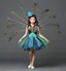 Girl's Dresses POSH DREAM Girl Peacock Flower Party Tutu Dresses for Halloween with Train Tulle Peacock Princess Children Party Evening DressHKD230712