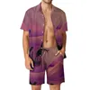 Survêtements pour hommes Colorful Desert Vacation Hommes Ensembles Saguaro Cactus Sunset Chemise décontractée Ensemble Summer Graphic Shorts Deux pièces Hawaii Suit Plus