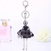 Keychains HOCOLE Flower Doll Baby Cute Women Keychain Dress Handmade French Ladies Pendants Jewelry Car Key Chain Ring Gifts