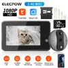 Дверные звонки Elecpow 4 3 -дюймовый умный дом Smart Home Tuya Peephole Door Dover Camera 1080p 200 Вт Pixel Door Viewer Night Pir Detake Video Bell 230712