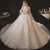 2023 vestido de casamento vestidos de noiva sheer mangas compridas decote em v rendas bordadas romântico princesa blush a linha beach314j