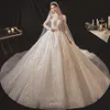 2023 Robe de mariée Robes de mariée pure manches longues col en V embelli dentelle brodée romantique princesse Blush une ligne Beach314j