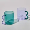 Muggar design färgglada öronglas mugg handgjorda enkel våg kaffekopp för vattentumare presentdryckware R230712