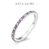 Attagems 2023 Round Moissanite Ring Pure 10K 14K AU585 Stapble Rings for Women Pink and Blue Saphire Wedding Band Fine Jewelry