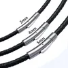 345mm Black Leather Necklaces for Men Women Choker Braided Genuine Leather Necklace Cord Stainless Steel Magnetic Clasp L230704