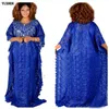 Super size African dresses for women Dashiki Boubou fashion Water-soluble lace loose skirt beaded embroidery long africa dress329S