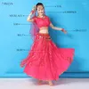 Bühnenkleidung, Halloween-Kleidung, Bauchtanz-Kostüm, Sari, Bollywood-Set, Damen-Outfit, Festival, Leistung, Chiffon