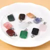 Colares com pingente 3 pçs pedra natural retângulo quartzo ágata cor aleatória cristais curativos encantos para fazer joias faça você mesmo
