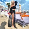 Robes de travail Anibol Élégantes Femmes Jupe Sexy Sans Bretelles Transparentes Crop Top Avec Haute Fente Robe Longue Costume Beach Wear Cover-Ups