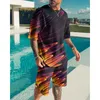 Survêtements pour hommes Ensembles de t-shirts Impression 3D Survêtement dégradé abstrait T-shirts Shorts 2 Pièces Streetwear Homme Homme Costumes surdimensionnés Sportswear 230712