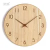 Relógios de parede Relógio de madeira nórdico Sala de estar Moderno Relógio retrô Silencioso Casa Quarto Relógio De Parede Decoração para presente FZ754