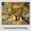 Ręcznie robione płótno Art Vincent van Gogh malarstwo Village Street i kroki w Auvers Village Landscape Artwork Decor łazienki