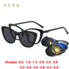 Occhiali da sole VCKA 6 in 1 occhiali da sole miopia polarizzati clip magnetica occhiali da vista montature uomo donna moda occhio di gatto ottico da -0,5 a 10 230713