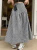 Gonne Qiukichonson Plaid Mid Long Skirt Womens Maxi Primavera Estate 2023 Stile coreano Vintage Vita alta Ladies Pieghettato Rok