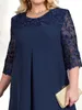 Plus size Dresses Size Summer Dress 2023 Elegant Embroidery Chiffon Prom Formal Party for Chubby Women Loose Ladies Church 230713