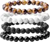 Pulseira de contas de pedra de vertente masculino natural ágata louca preta obsidiana olho de tigre contas para mulheres joias de ioga de Buda