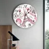 Wall Clocks Paris Building Flowers Clock Living Room Home Decor Large Round Mute Quartz Table Bedroom Decoration Watch